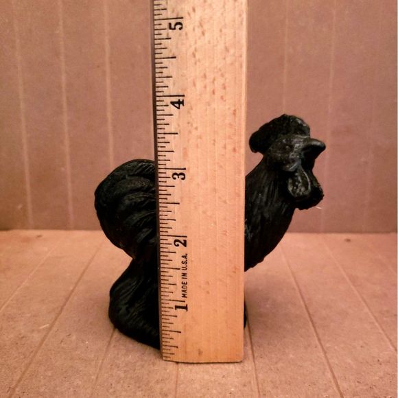 Black Coal Rooster Figurine Chicken Decor Farmhouse Vintage - Picture 9 of 14